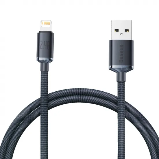 Baseus Crystal Shine Series cable USB cable for fast charging and data transfer USB Type A - Lightning 2.4A 1.2m black (CAJY000001)