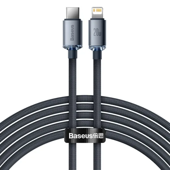 Baseus Crystal Shine Series cable USB cable for fast charging and data transfer USB Type C - Lightning 20W 2m black (CAJY000301)