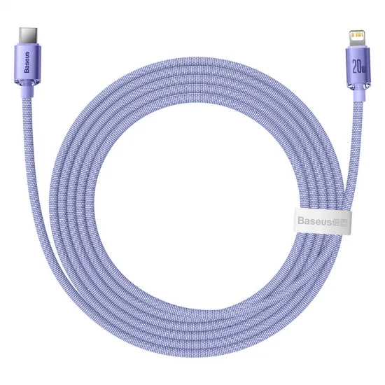 Baseus Crystal Shine Series cable USB cable for fast charging and data transfer USB Type C - Lightning 20W 2m purple (CAJY000305)