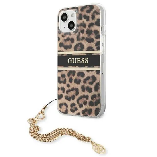 Guess GUHCP13SKBSLEO iPhone 13 mini 5.4" Leopard hardcase Gold Chain