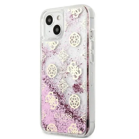 Guess GUHCP13SLGPEPI iPhone 13 mini 5.4&quot; pink/pink hardcase Peony Liquid Glitter
