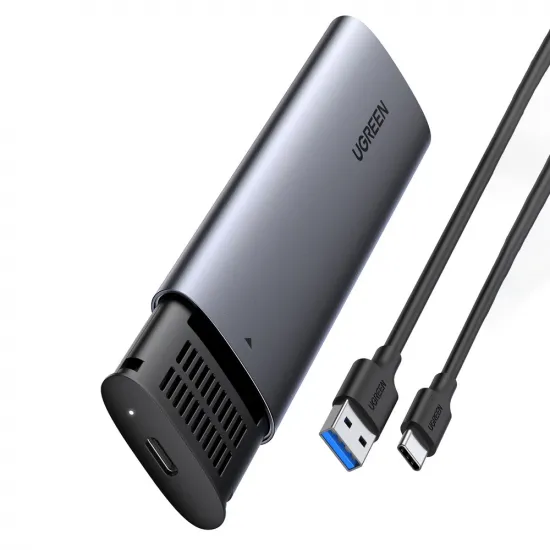 Ugreen Festplattenschacht M.2 B-Key SATA 3.0 5 Gbps Grau + USB Typ C Kabel (CM400)