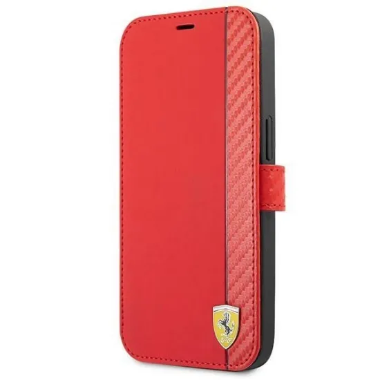 Ferrari FESAXFLBKP13SRE iPhone 13 mini 5.4&quot; rot/rotes Buch On Track Carbon Stripe