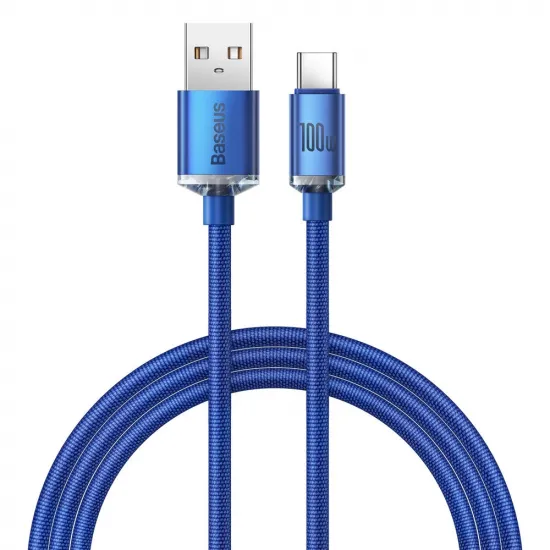 Baseus Crystal Shine Series cable USB cable for fast charging and data transfer USB Type A - USB Type C 100W 1.2m blue (CAJY000403)