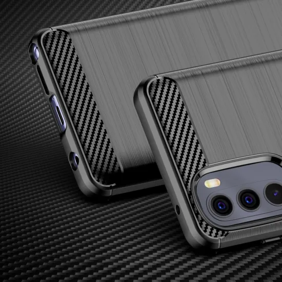 Carbon Case flexible Hülle für Motorola Moto G Stylus 2022 schwarz