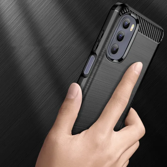 Carbon Case flexible Hülle für Motorola Moto G Stylus 2022 schwarz