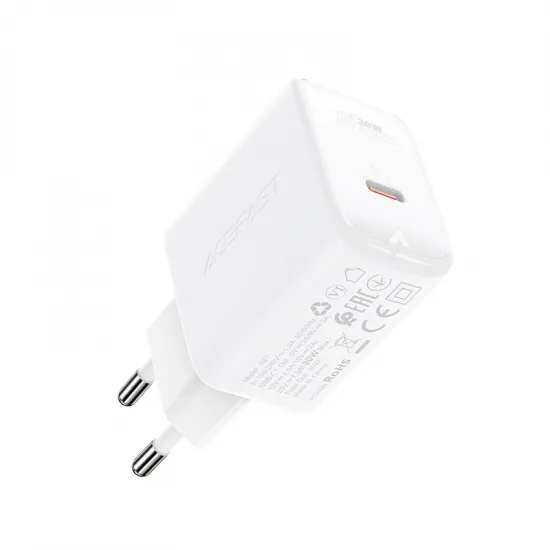 Acefast charger GaN USB Type C 30W, PD, QC 3.0, AFC, FCP white (A21 white)