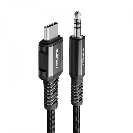 Acefast Audiokabel USB Typ C - 3,5 mm Miniklinke (männlich) 1,2 m, AUX schwarz (C1-08 schwarz)