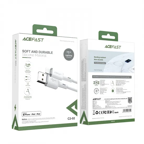 Acefast MFI USB cable - Lightning 1.2m, 2.4A white (C2-02 white)