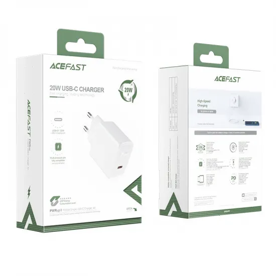 Acefast fast charger USB Type C 20W Power Delivery white (A1 EU white)