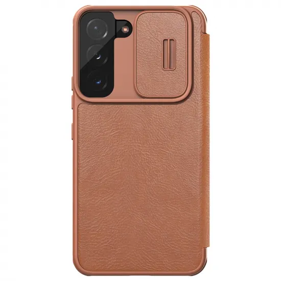 Nillkin Qin Leather Pro Case Case for Samsung Galaxy S22+ (S22 Plus) Camera Protector Holster Cover Flip Case Brown