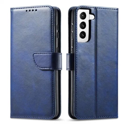 Magnet Case Elegante Schutzhülle mit Überschlag und Standfunktion für Samsung Galaxy S22 Ultra blau