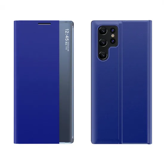 Neues Sleep Case Cover mit Flip-Funktion für den Ständer für Samsung Galaxy S22 Ultra blau