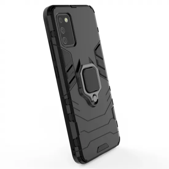 Ring Armor tough hybrid case cover + magnetic holder for Samsung Galaxy A03s (166.5) black