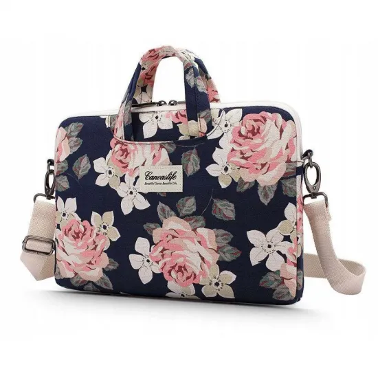 Canvaslife Briefcase bag for a 13-14&quot; laptop - navy blue and pink