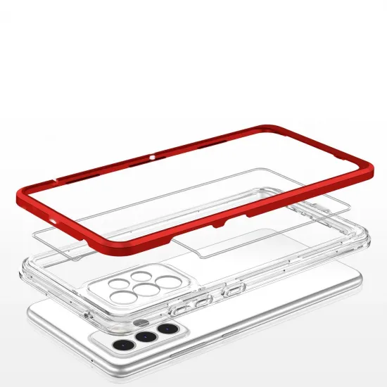 Clear 3in1 Case for Samsung Galaxy A53 5G Frame Gel Cover Red