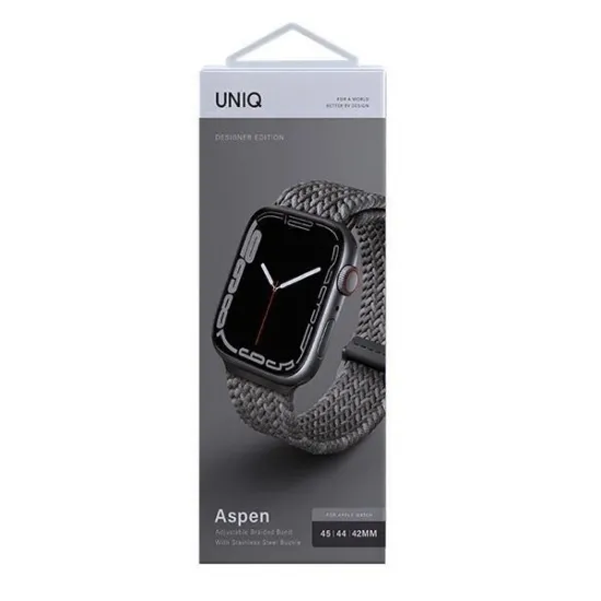 Uniq strap Aspen Apple Watch 44/42 / 45mm Series 4/5/6/7/8 / SE / SE2 Braided DE gray / pebble gray