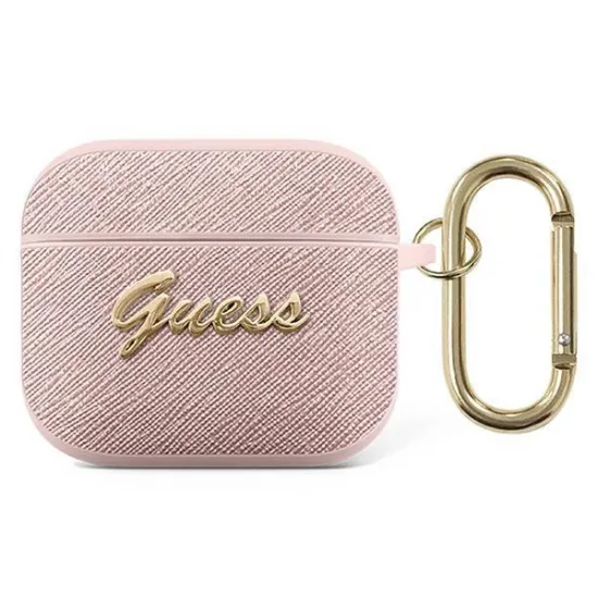 Guess GUA3SASMP AirPods 3 cover pink/pink Saffiano Script Metal Collection