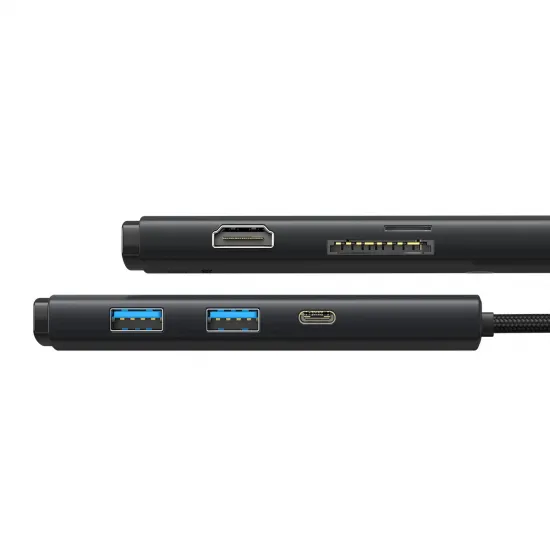 Baseus Lite Series multifunktionaler HUB USB Typ C - 2 x USB 3.0 / USB Typ C PD / HDMI 1,4 / SD / TF schwarz (WKQX050101)