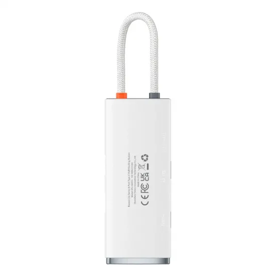 Baseus Lite Series multifunctional HUB USB Type C - 2 x USB 3.0 / USB Type C PD / HDMI 1,4 / SD / TF white (WKQX050102)