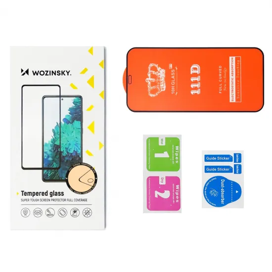 Wozinsky Tempered Glass Full Glue Super Tough Screen Protector Full Coveraged with Frame Case Friendly for Samsung Galaxy S21 FE black