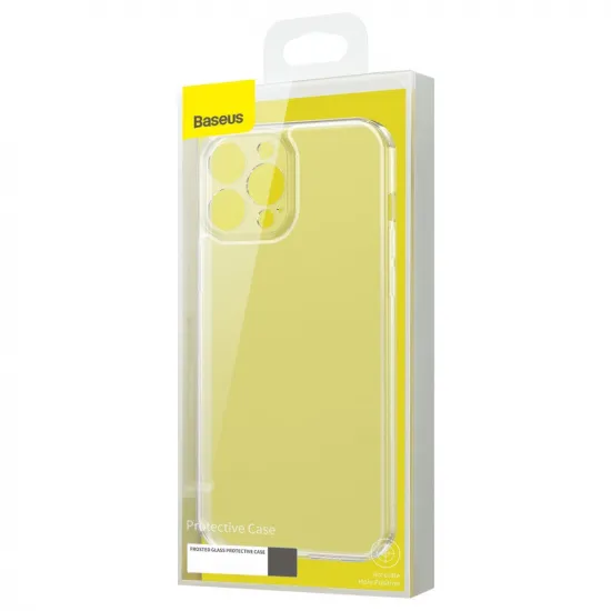 Baseus Frosted Glass Case Cover for iPhone 13 Pro Hard Cover with Gel Frame Transparent (ARWS000702)