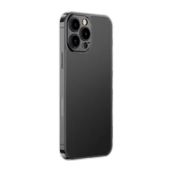 Baseus Frosted Glass Case Cover for iPhone 13 Pro Hard Cover with Gel Frame black (ARWS001001)