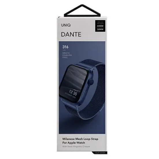 Uniq Case Dante Strap for Apple Watch 1/2/3/4/5/6/7/8/9/SE/SE2 38/40/41mm Stainless Steel blue/marine blue