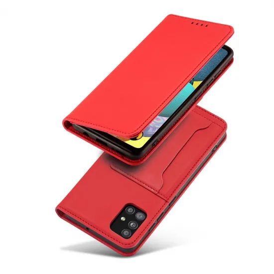 Magnetkartenetui Hülle für Xiaomi Redmi Note 11 Pro Pouch Wallet Card Holder Card Stand Red