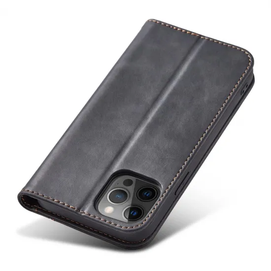 Magnet Fancy Case Hülle für iPhone 12 Pro Tasche Card Wallet Card Stand Schwarz