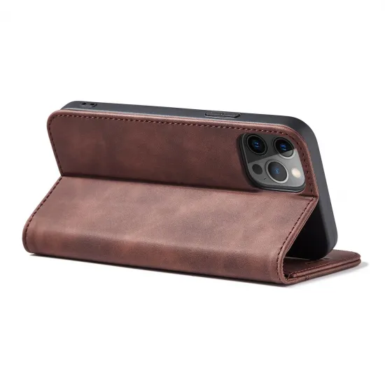Magnet Fancy Case Case für iPhone 12 Pro Max Tasche Brieftasche Kartenhalter Rot