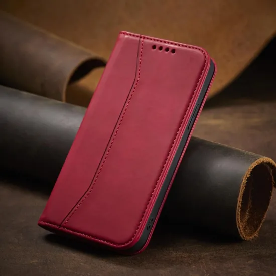 Magnet Fancy Case Case für iPhone 12 Pro Max Tasche Brieftasche Kartenhalter Rot
