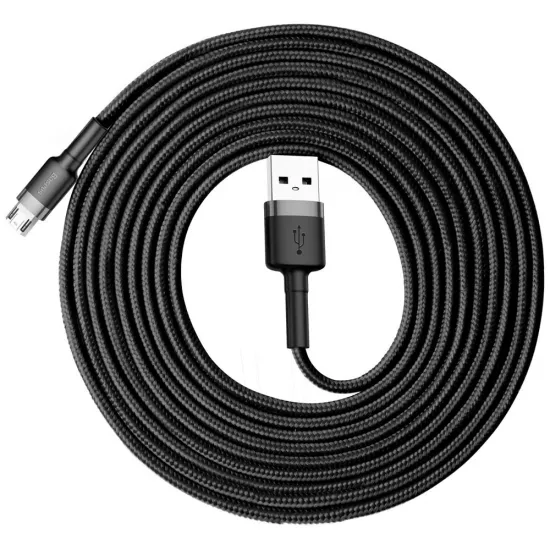 [RETURNED ITEM] Baseus Cafule Cable Durable Nylon Braided Wire USB / micro USB 2A 3M black-gray (CAMKLF-HG1)