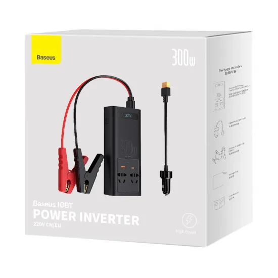 Baseus IGBT Car Inverter Inverter 300W 220V (CN / EU Plug) Black (CGNB010101)