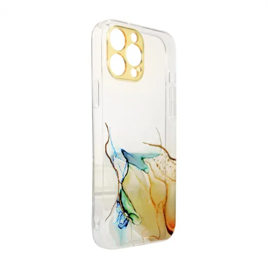 Marble Case for iPhone 12 Gel Cover Orange Marble