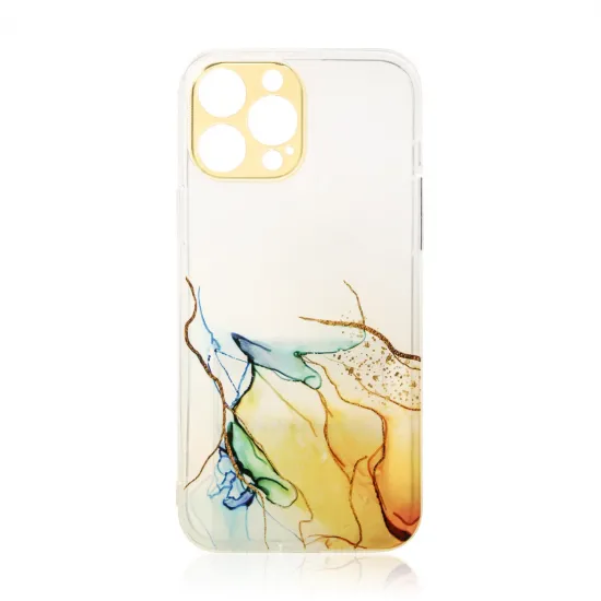 Marble Case for iPhone 13 Pro Max Gel Cover Orange Marble