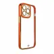 Fashion Case for iPhone 13 Pro Max Gold Frame Gel Cover Red