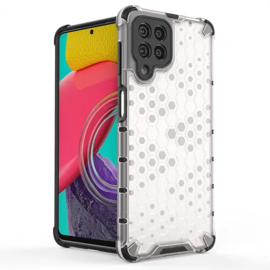 Honeycomb case armored cover with a gel frame for Samsung Galaxy M53 5G transparent