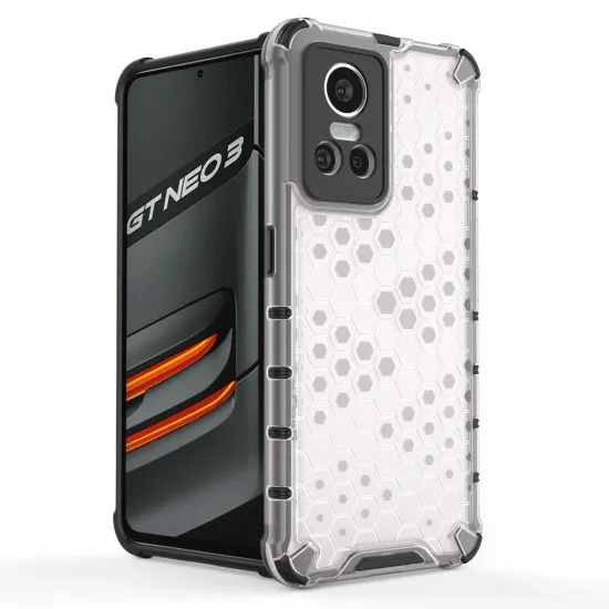 Honeycomb case armored cover with a gel frame Realme GT Neo 3 transparent