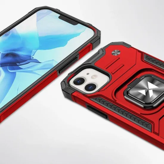 Wozinsky Ring Armor Hülle für iPhone 14 gepanzerte Hülle magnetischer Haltering rot