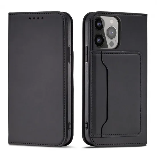 Magnet Card Case case for iPhone 14 Plus flip cover wallet stand black