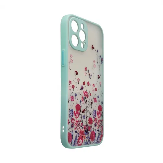 Design Case für iPhone 12 Pro Flower Case hellblau