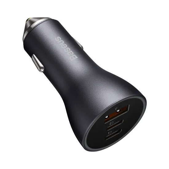 Baseus Golden Contactor Pro car charger USB-A + 2x USB-C 65W dark gray (CGJP010013)
