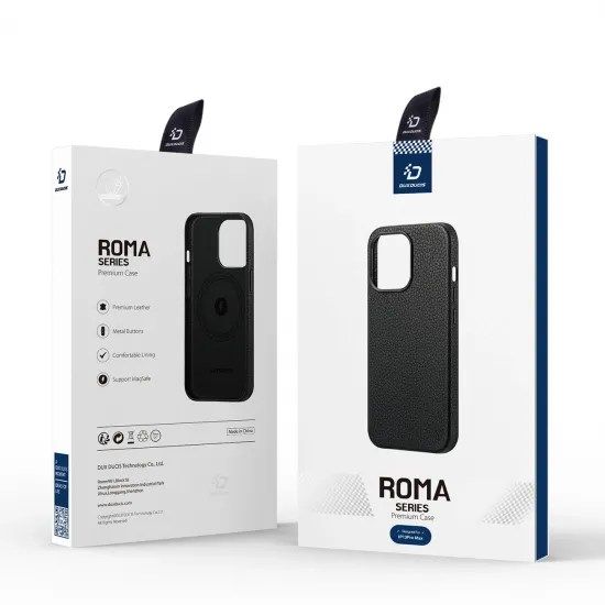 Dux Ducis Roma leather case for iPhone 13 Pro Max elegant genuine leather black case