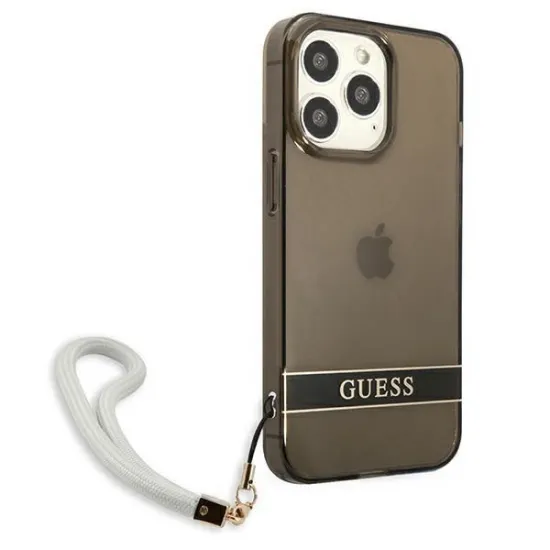 Guess GUHCP13LHTSGSK iPhone 13 Pro / 13 6,1&quot; schwarz/schwarz Hardcase Translucent Stap