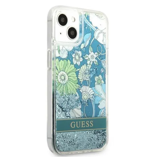 Guess GUHCP13MLFLSN iPhone 13 6.1&quot; green/green hardcase Flower Liquid Glitter