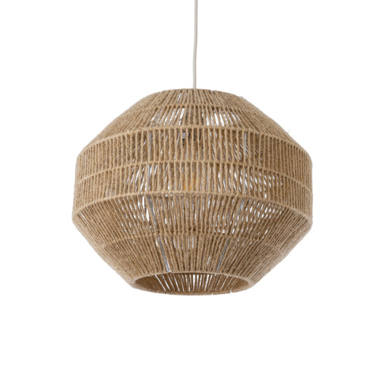 GloboStar® CAYMAN 00522 Boho Κρεμαστό Φωτιστικό Οροφής Μονόφωτο 1 x E27 AC220-240V IP20 - Φ40 x Υ30cm - Μπεζ Λεπτό Σχοινί Τριχιά Πλέγμα