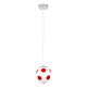 GloboStar® FOOTBALL 00642 Μοντέρνο Κρεμαστό Παιδικό Φωτιστικό Οροφής Μονόφωτο 1 x E27 Κόκκινο Λευκό Γυάλινο Φ15 x Υ18cm
