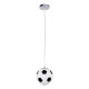 GloboStar® FOOTBALL 00643 Παιδικό Κρεμαστό Φωτιστικό Μπάλα Μονόφωτο 1 x E27 IP20 Λευκό & Μαύρο Γυαλί - Μ15 x Π15 x Y18cm