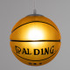 GloboStar® SPALDING NBA 00649 Παιδικό Κρεμαστό Φωτιστικό Μπάλα Μονόφωτο 1 x E27 IP20 Πορτοκαλί & Μαύρο Γυαλί - Μ25 x Π25 x Υ25cm